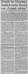 Artikel aus der Oldenburgischen Volkszeitung vom 07. Mai 1983 ber das Storchennest auf dem Hofgebude Kleine Klausing in Sdfelde; das Nest ist seit Mitte der 80er Jahre leider nicht mehr besetzt