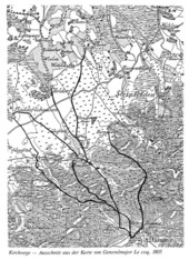 Kirchwege im Kirchspiel Damme; Karte aus dem Jahre 1805 - ways to the catholic church in Damme from other towns in the Kirchspiel Damme; map from 1805